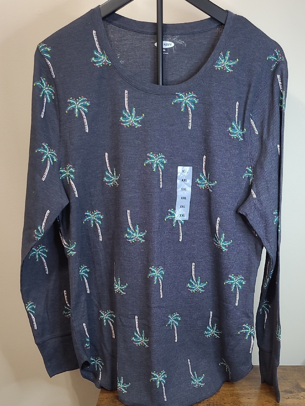 NWT Old Navy Festive Palm Tree Waffle Knit Top size XXL
